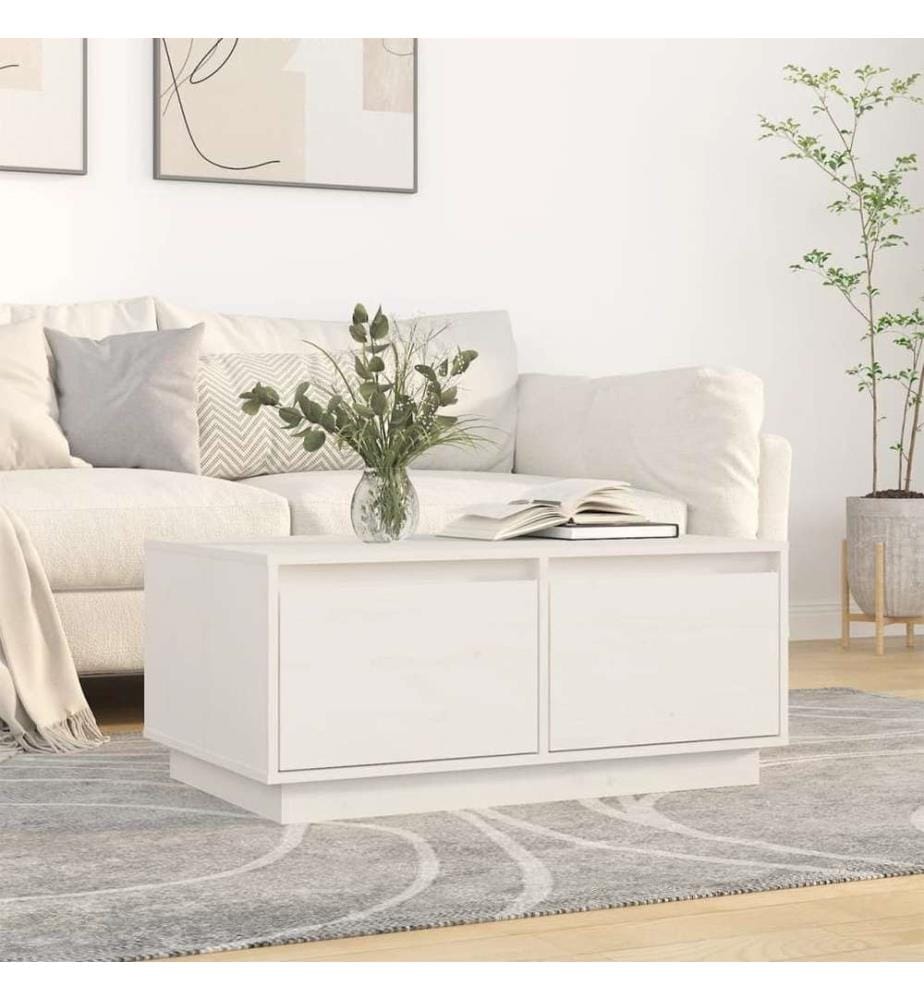Couchtisch Weiss 80x50x35 cm Massivholz Kiefer