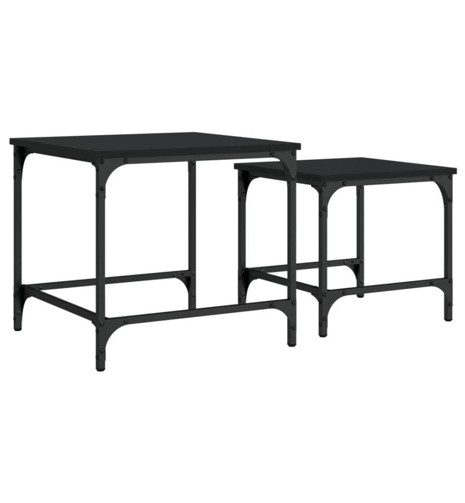 Tables basses gigognes 2 pcs noir bois d'ingénierie
