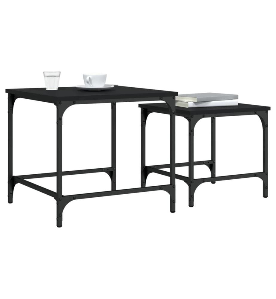 Tables basses gigognes 2 pcs noir bois d'ingénierie