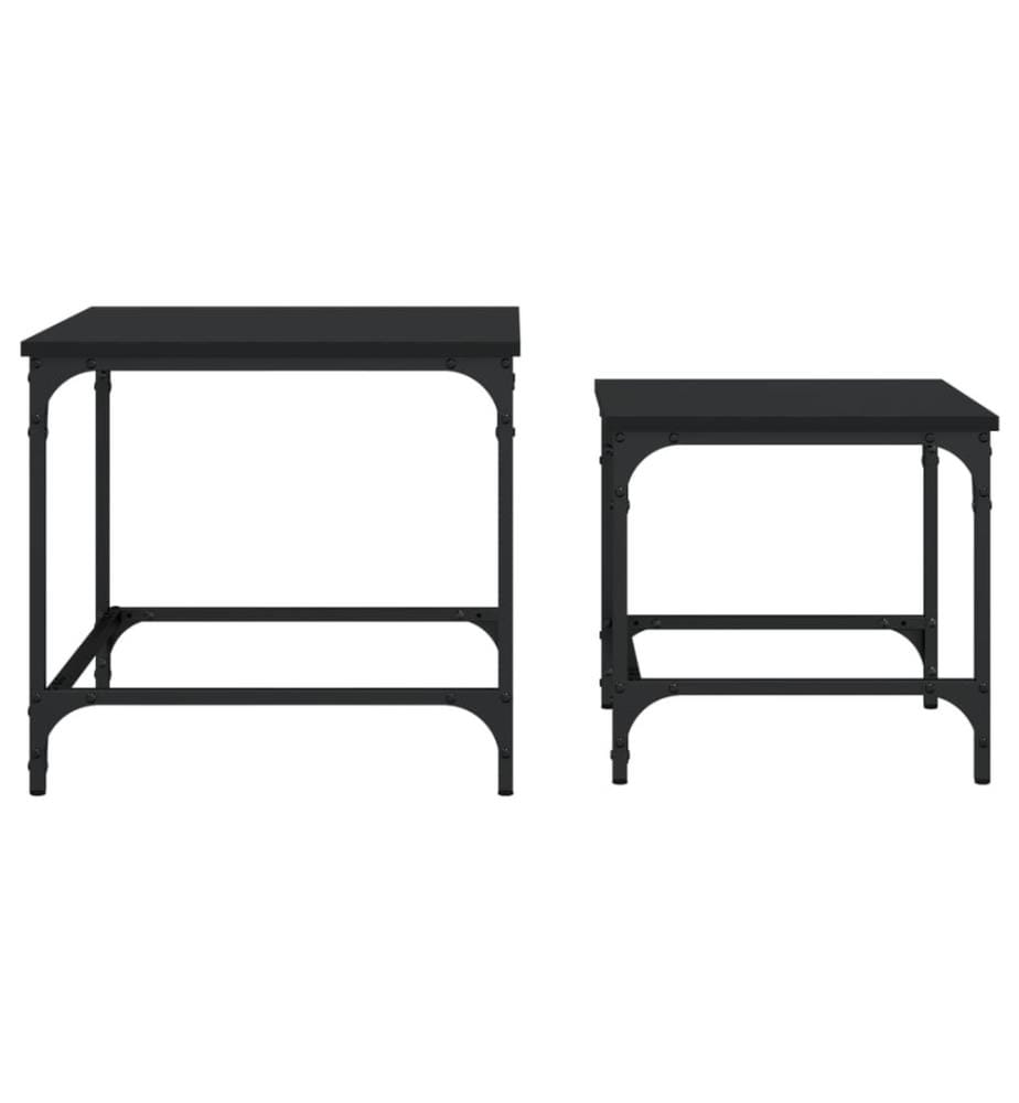 Tables basses gigognes 2 pcs noir bois d'ingénierie