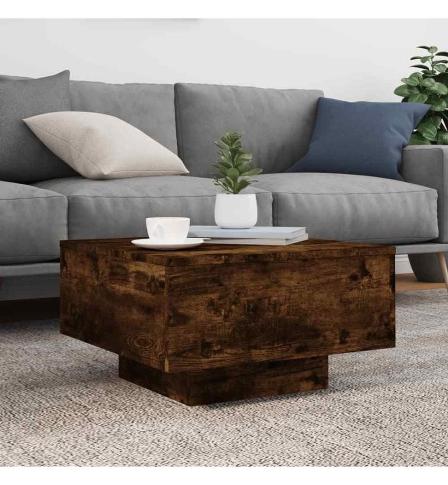 Couchtisch mit LED-Leuchten Räuchereiche 55x55x31 cm