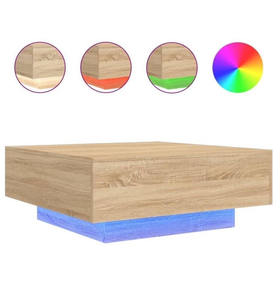 Couchtisch mit LED-Leuchten Sonoma-Eiche 80x80x31 cm