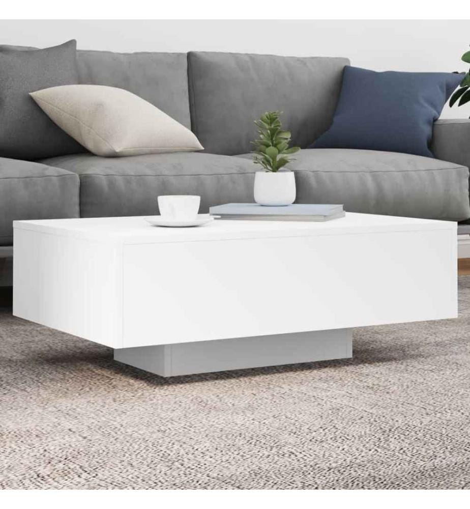 Table basse avec lumières LED blanc 85x55x31 cm