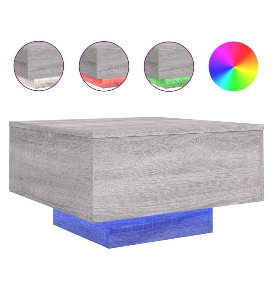 Couchtisch mit LED-Leuchten Grau Sonoma 55x55x31 cm