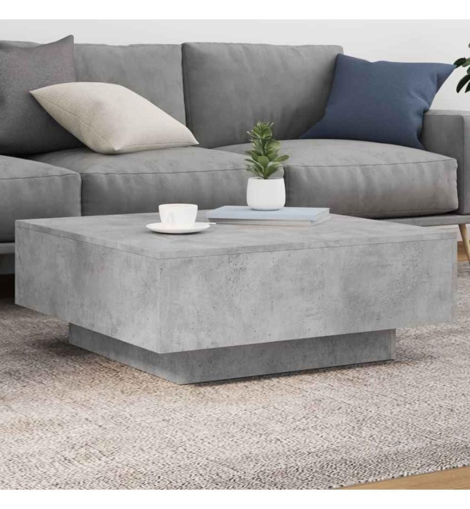 Couchtisch mit LED-Leuchten Betongrau 80x80x31 cm