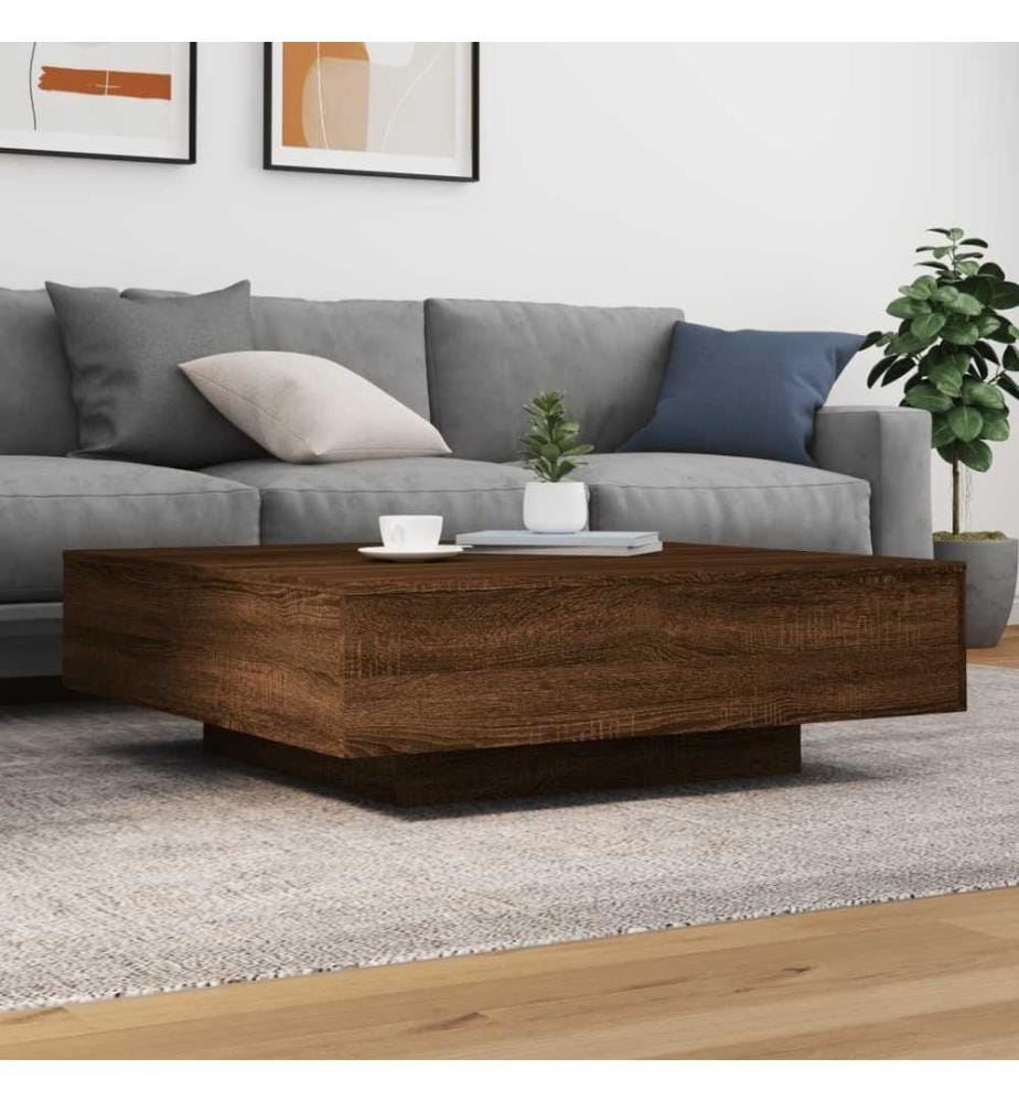 Table basse chêne marron 100x100x31 cm bois d'ingénierie
