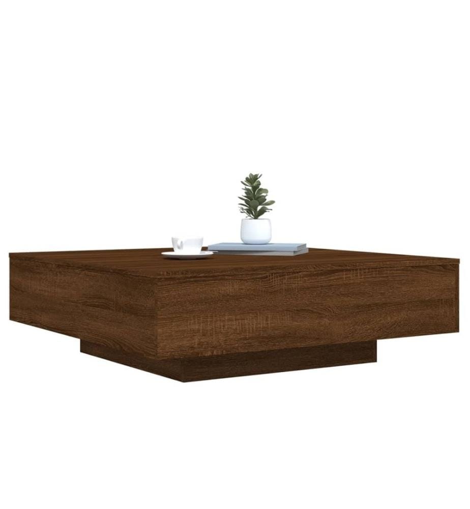 Table basse chêne marron 100x100x31 cm bois d'ingénierie