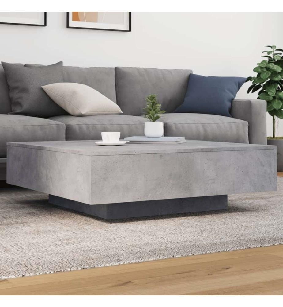 Table basse gris béton 100x100x31 cm bois d'ingénierie