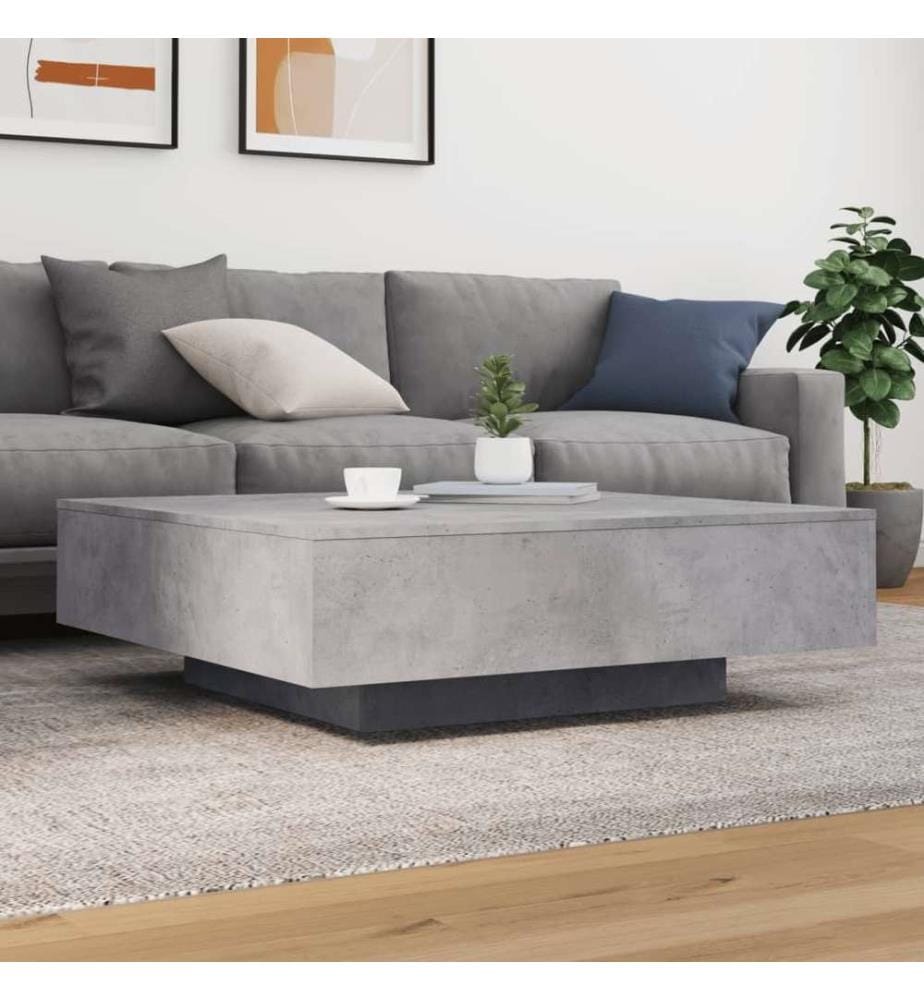 Table basse gris béton 100x100x31 cm bois d'ingénierie