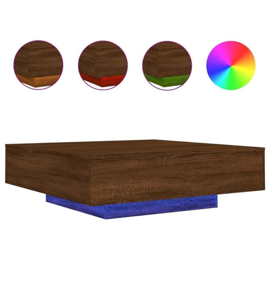 Couchtisch mit LED-Leuchten Braun Eichen-Optik 100x100x31 cm
