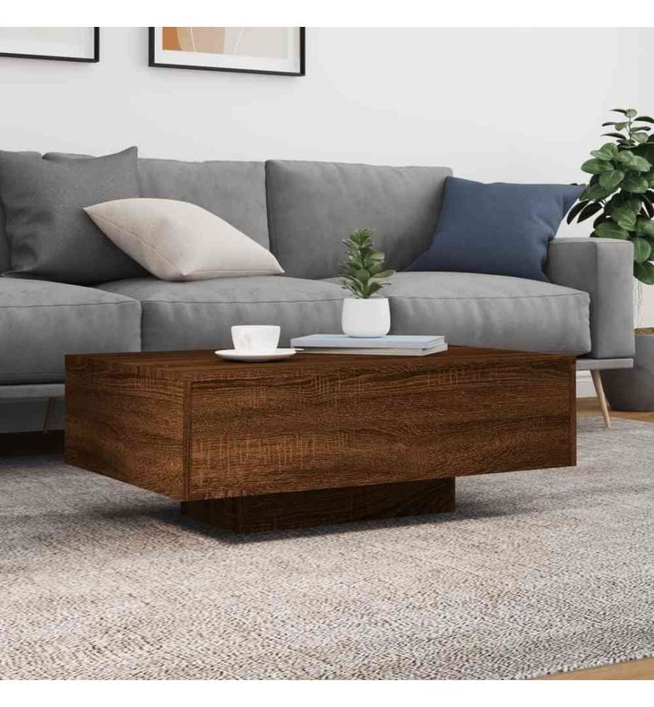 Couchtisch mit LED-Leuchten Braun Eichen-Optik 85x55x31 cm