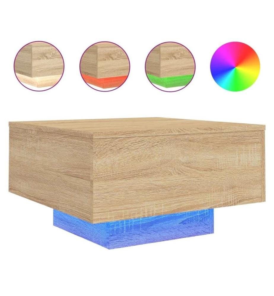Couchtisch mit LED-Leuchten Sonoma-Eiche 55x55x31 cm
