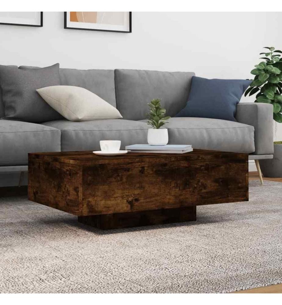 Couchtisch mit LED-Leuchten Räuchereiche 85x55x31 cm