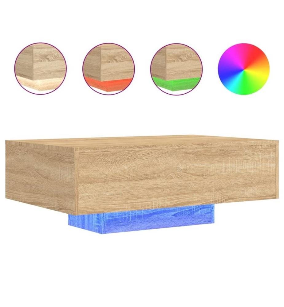 Couchtisch mit LED-Leuchten Sonoma-Eiche 85x55x31 cm