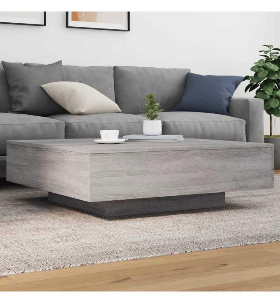 Couchtisch mit LED-Leuchten Grau Sonoma 100x100x31 cm