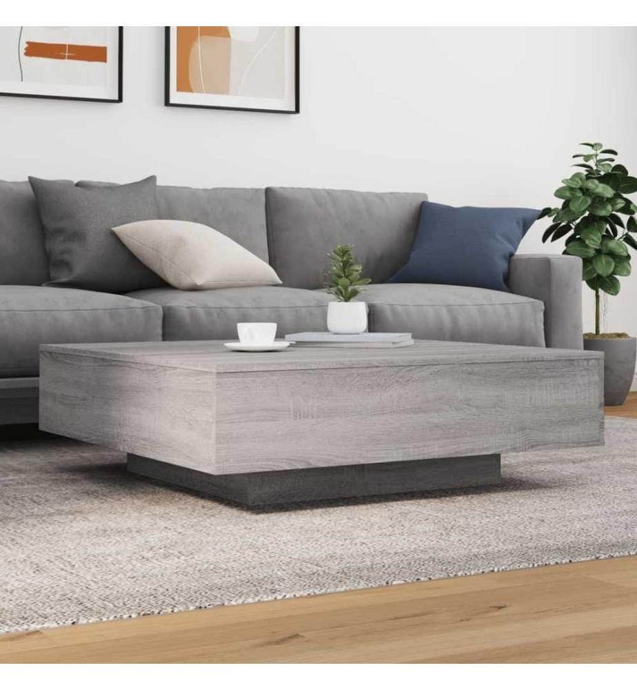 Couchtisch mit LED-Leuchten Grau Sonoma 100x100x31 cm