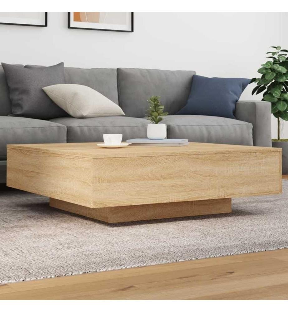 Couchtisch mit LED-Leuchten Sonoma-Eiche 100x100x31 cm