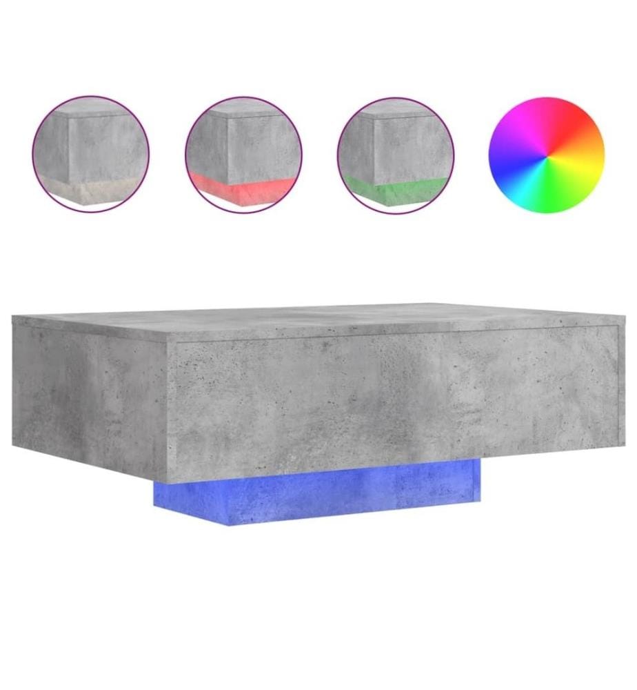 Couchtisch mit LED-Leuchten Betongrau 85x55x31 cm
