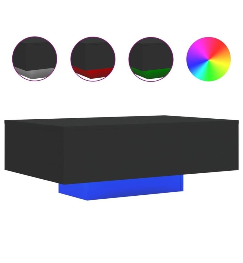 Couchtisch mit LED-Leuchten Schwarz 85x55x31 cm
