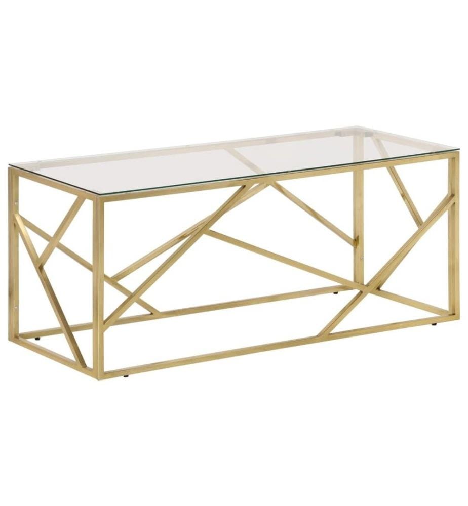 Couchtisch Golden Edelstahl und Hartglas