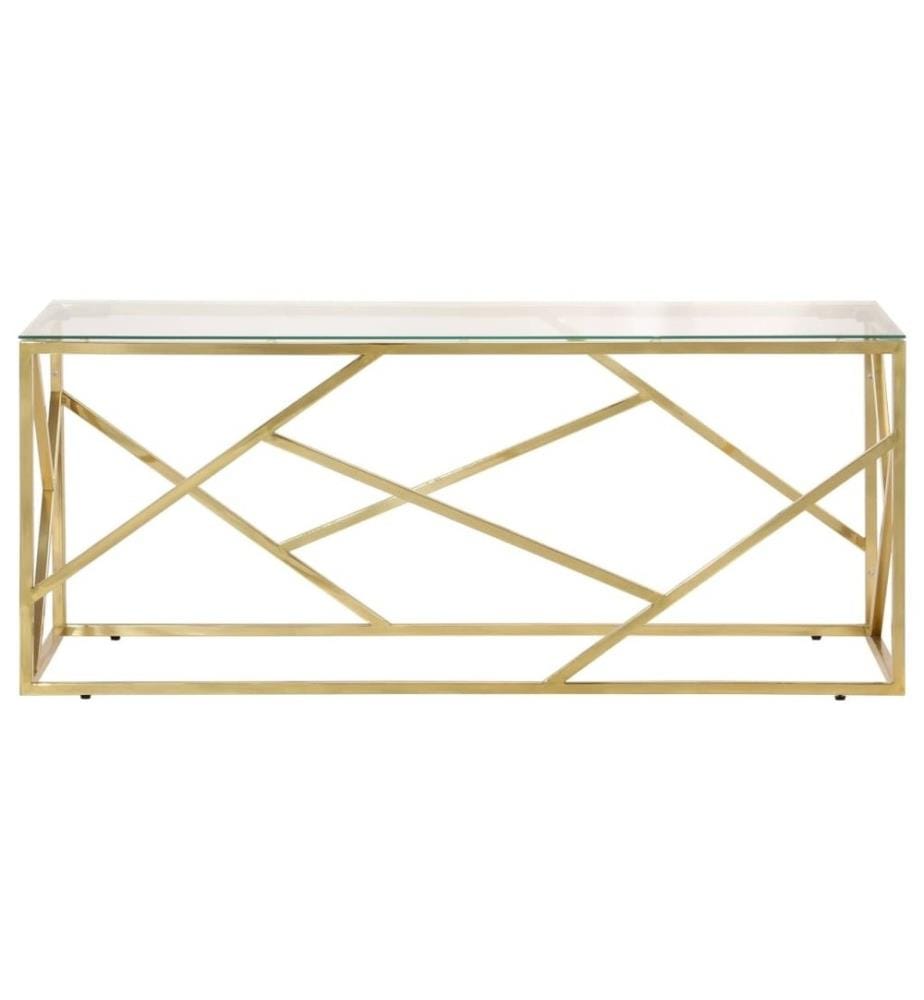 Couchtisch Golden Edelstahl und Hartglas