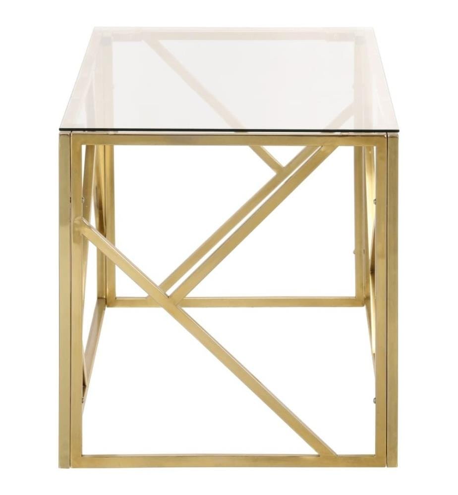 Couchtisch Golden Edelstahl und Hartglas