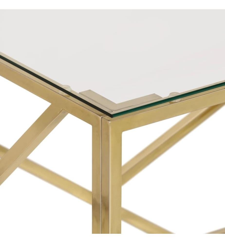 Couchtisch Golden Edelstahl und Hartglas