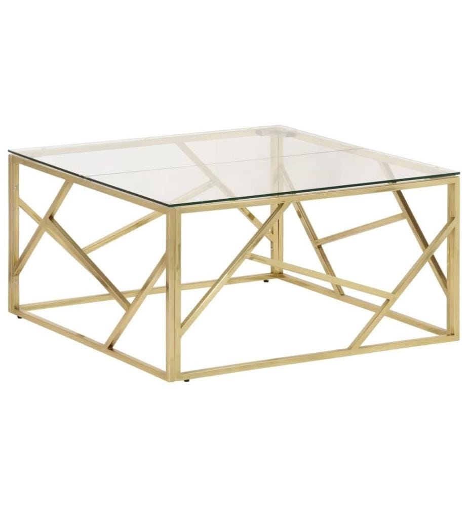 Couchtisch Golden Edelstahl und Hartglas