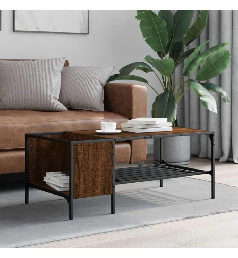 Couchtisch mit Regal Braun Eichen-Optik 100x51x40 cm