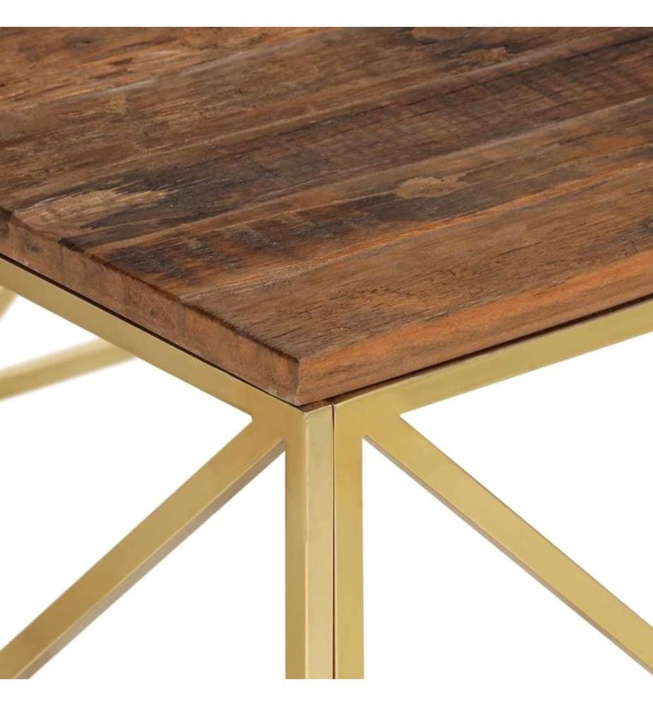 Couchtisch Golden Edelstahl und Massivholz