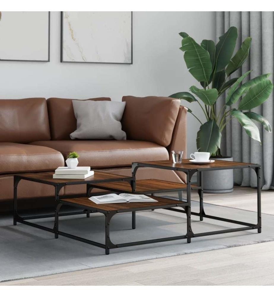 Couchtisch Braun Eichen-Optik 107x107x40 cm Holzwerkstoff