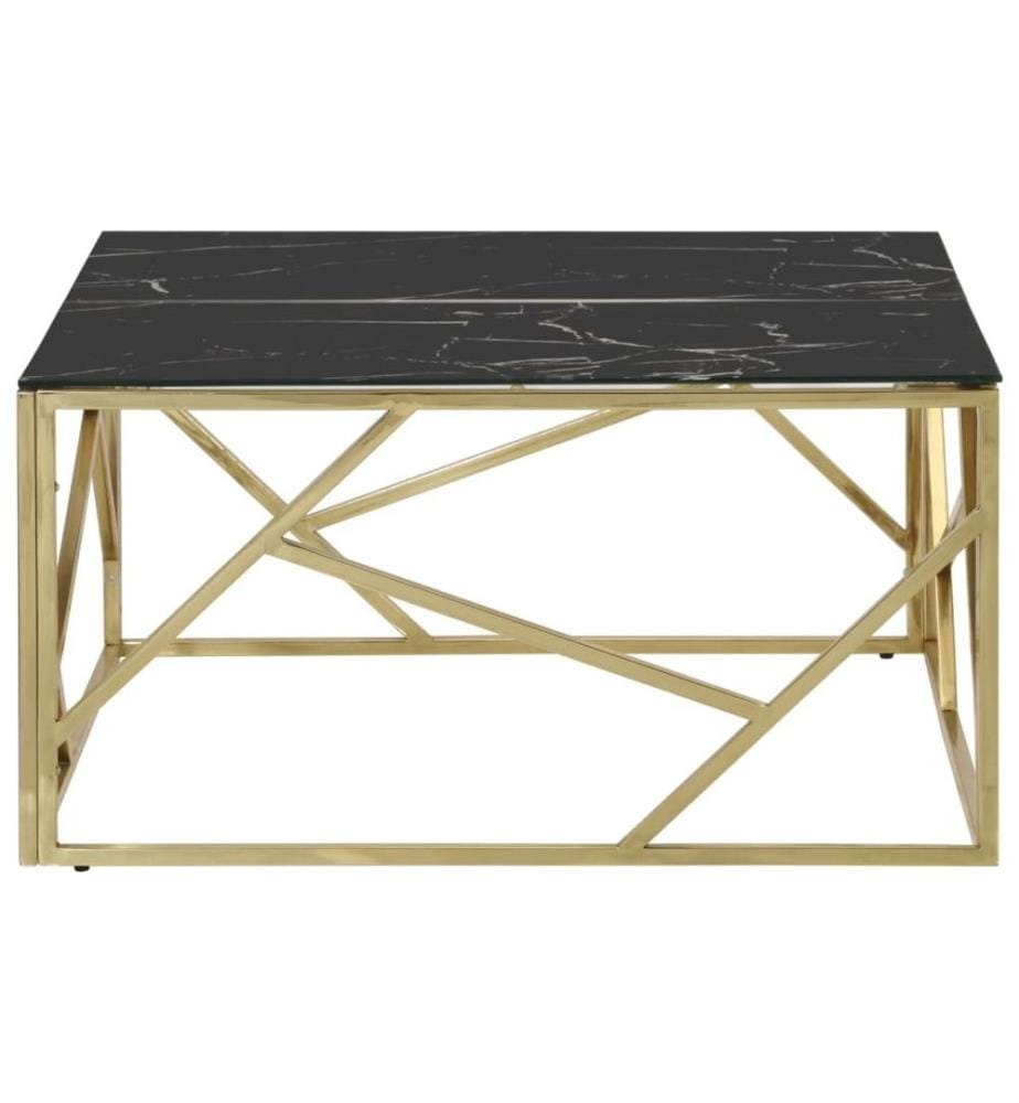 Table basse doré acier inoxydable et verre trempé