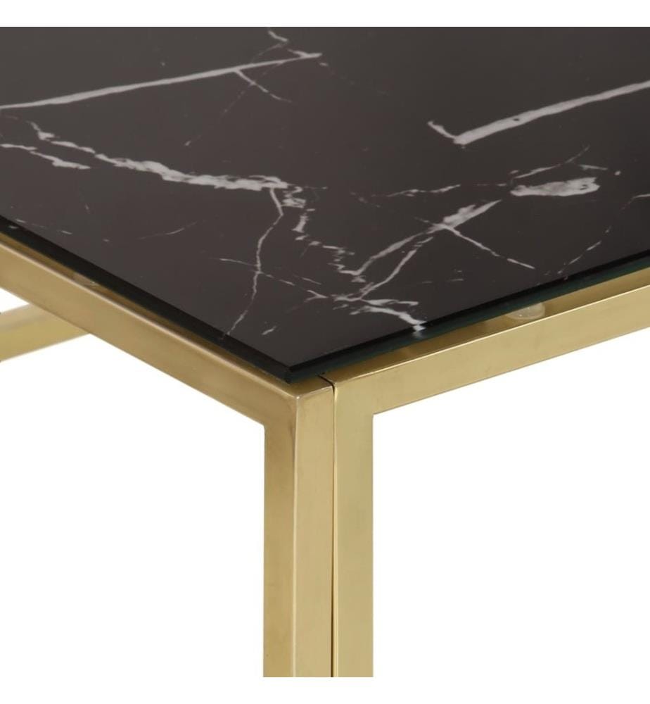 Table basse doré acier inoxydable et verre trempé