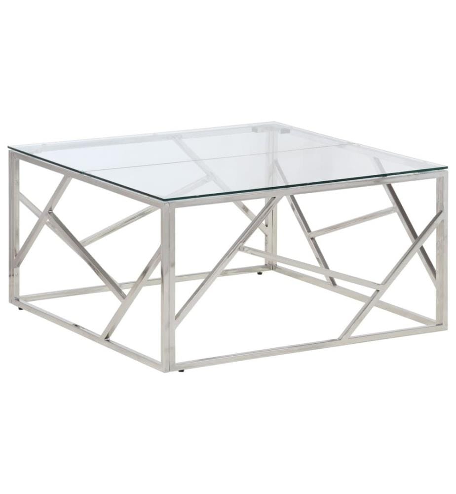 Couchtisch Silbern Edelstahl und Hartglas