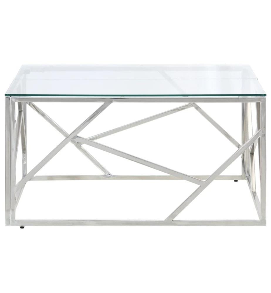 Couchtisch Silbern Edelstahl und Hartglas