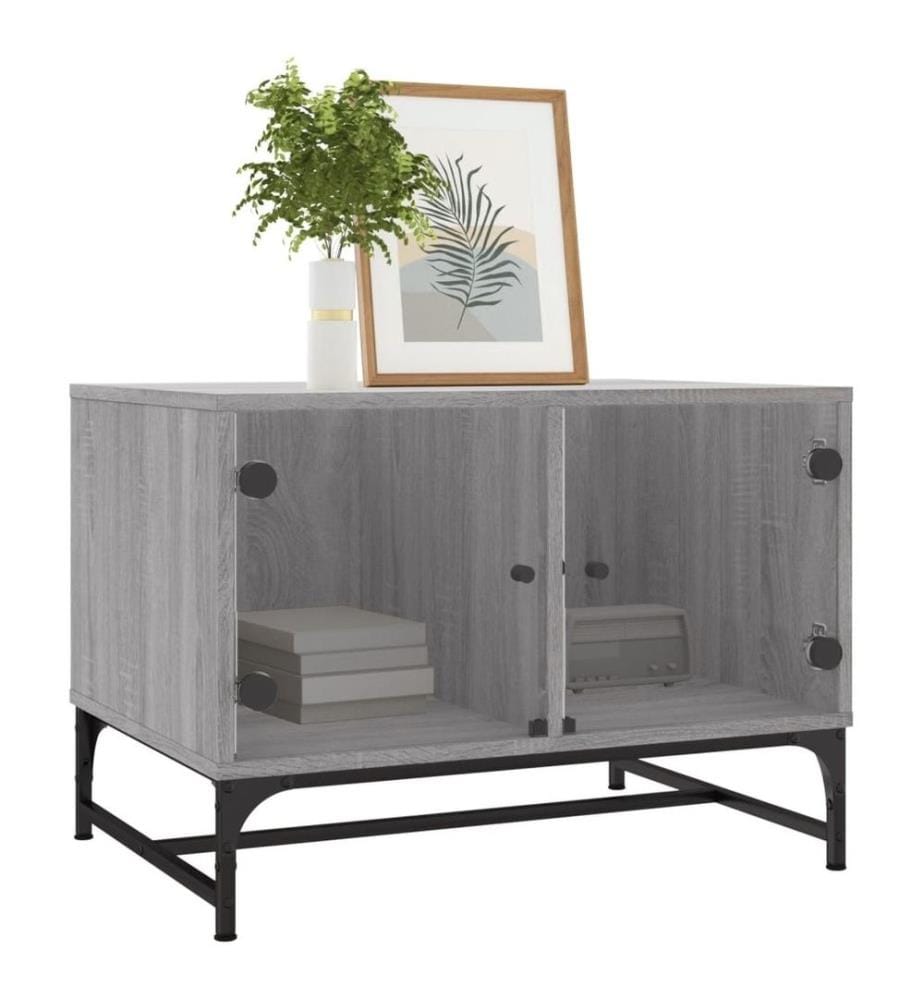 Table basse avec portes en verre sonoma gris 68,5x50x50 cm