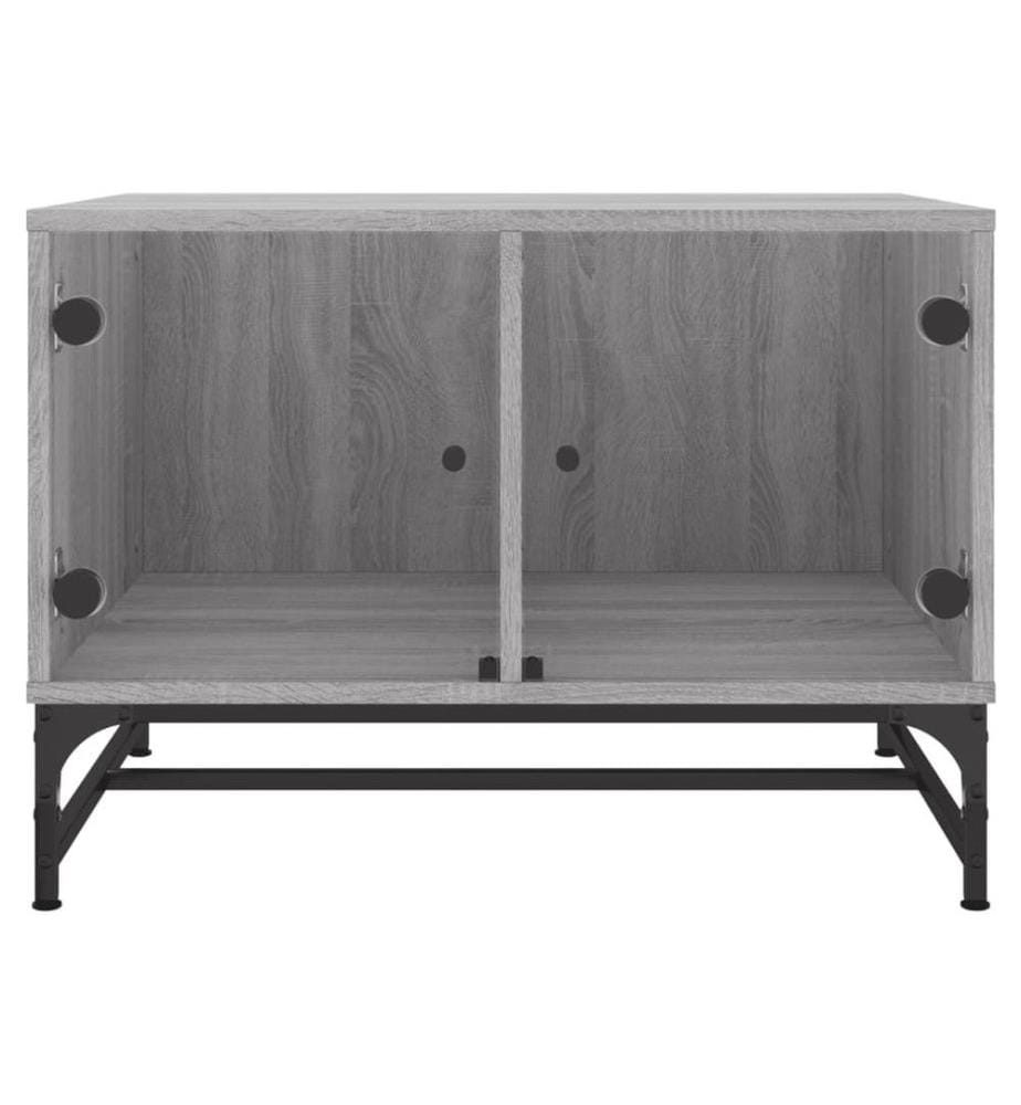 Table basse avec portes en verre sonoma gris 68,5x50x50 cm