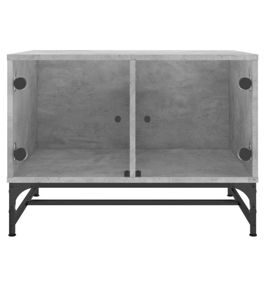 Table basse avec portes en verre gris béton 68,5x50x50 cm