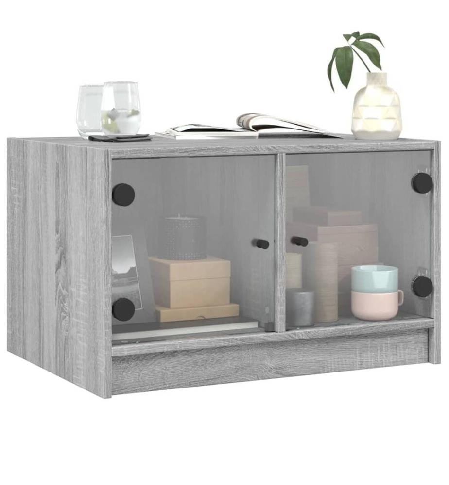 Table basse avec portes en verre sonoma gris 68x50x42 cm