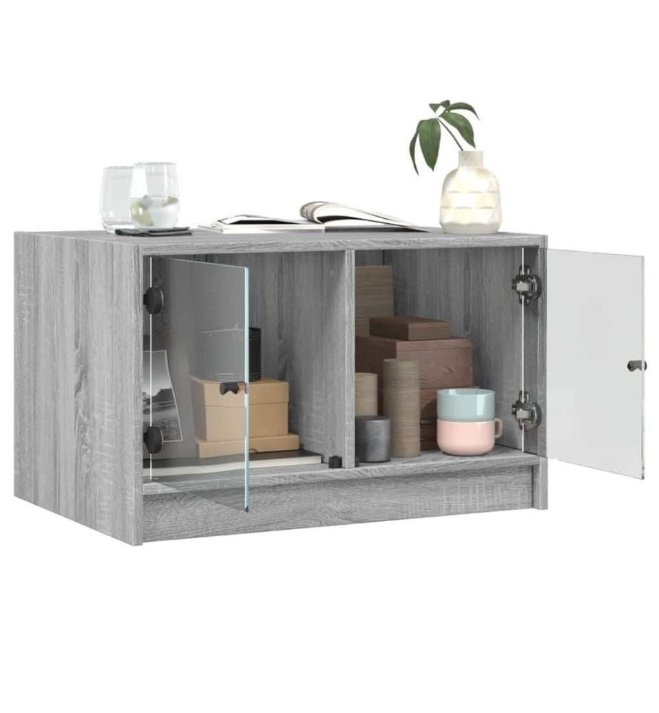 Table basse avec portes en verre sonoma gris 68x50x42 cm