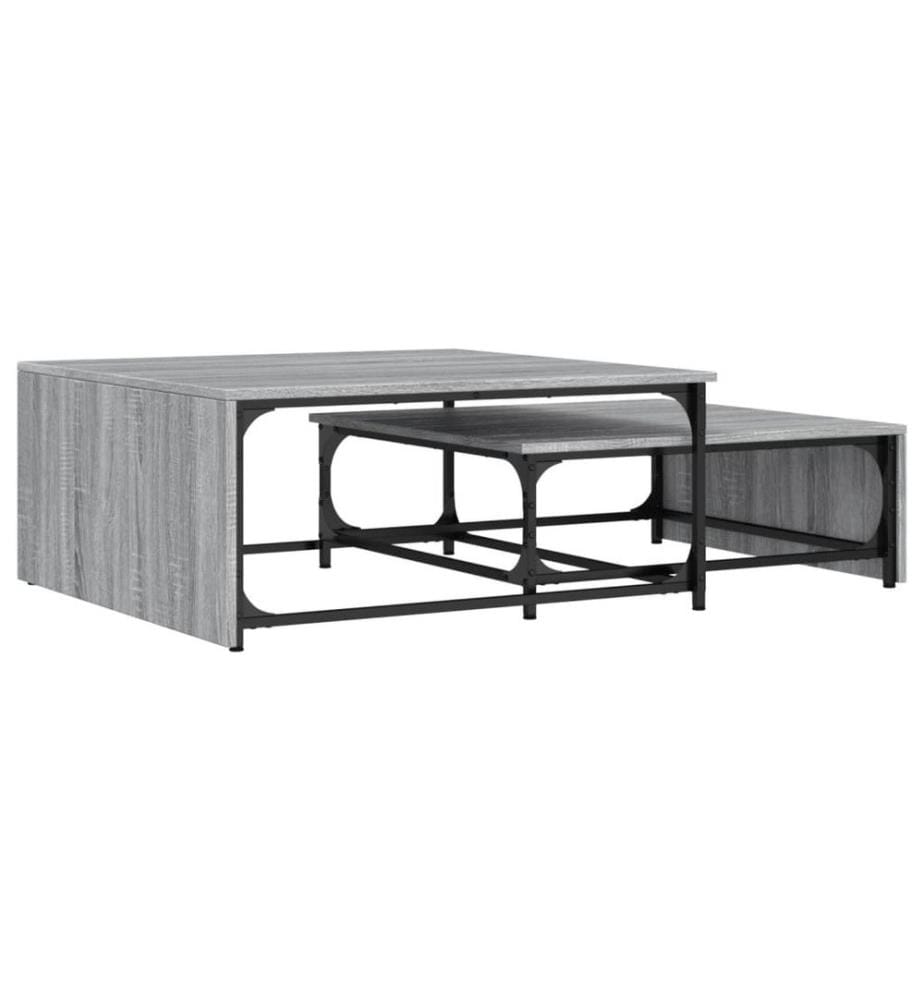 Satztische 2 Stk. Grau Sonoma Holzwerkstoff und Metall