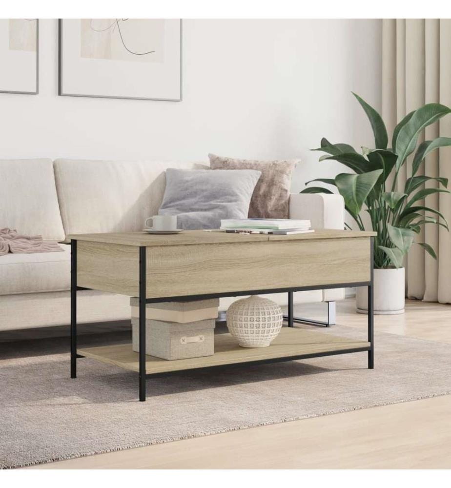 Couchtisch Sonoma-Eiche 100x50x50 cm Holzwerkstoff und Metall