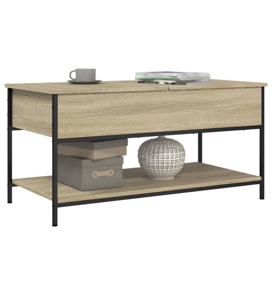Couchtisch Sonoma-Eiche 100x50x50 cm Holzwerkstoff und Metall
