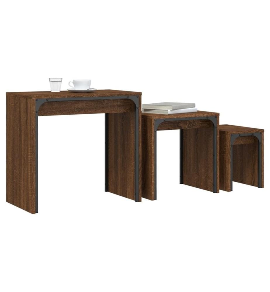Satztische 3 Stk. Braun Eichen-Optik Holzwerkstoff