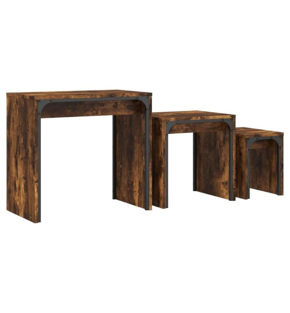 Satztische 3 Stk. Räuchereiche Holzwerkstoff