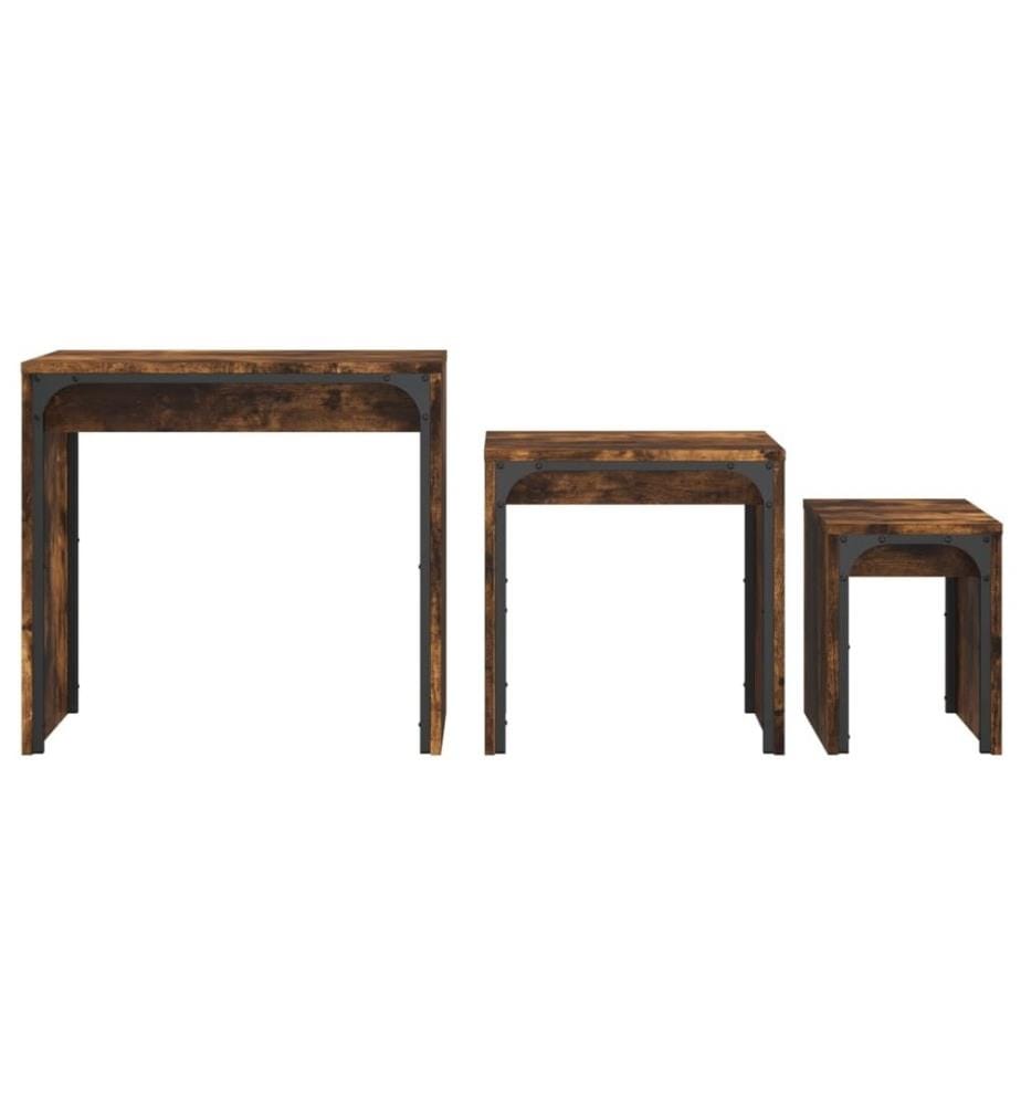 Satztische 3 Stk. Räuchereiche Holzwerkstoff