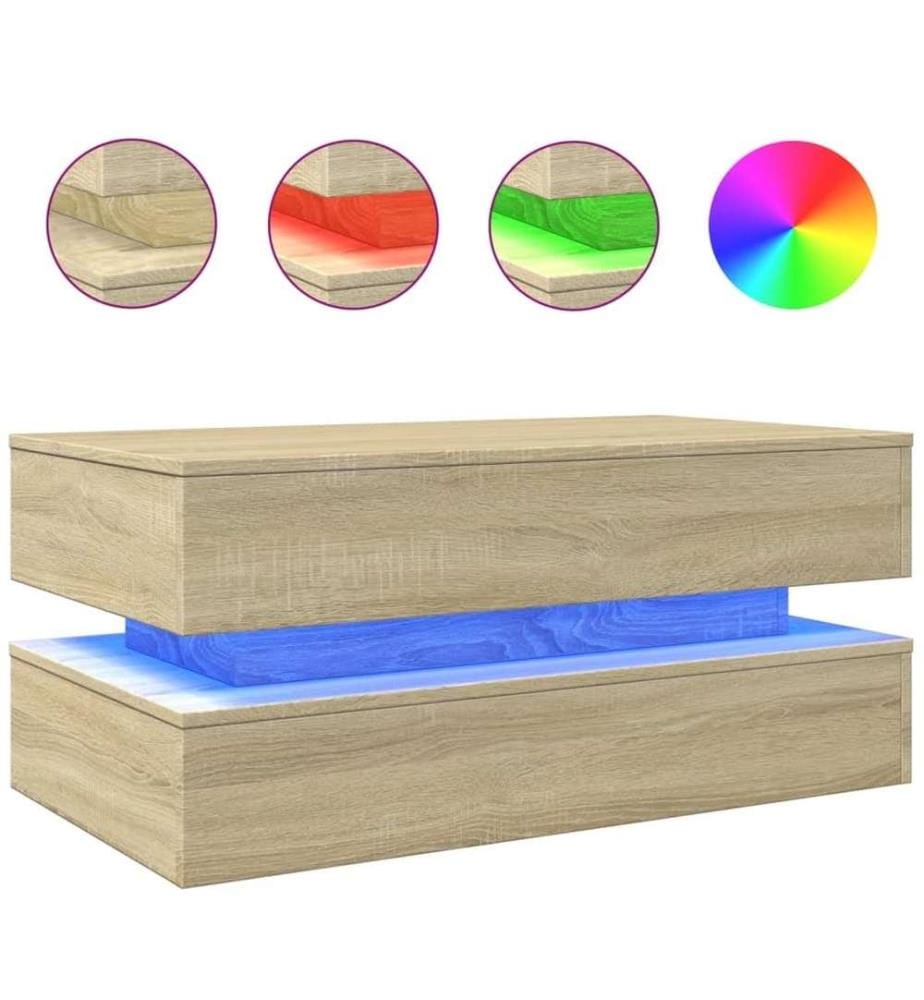 Couchtisch mit LED-Leuchten Sonoma-Eiche 90x50x40 cm