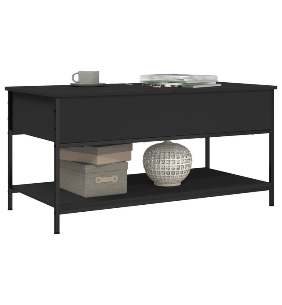 Table basse noir 100x50x50 cm bois d'ingénierie et métal