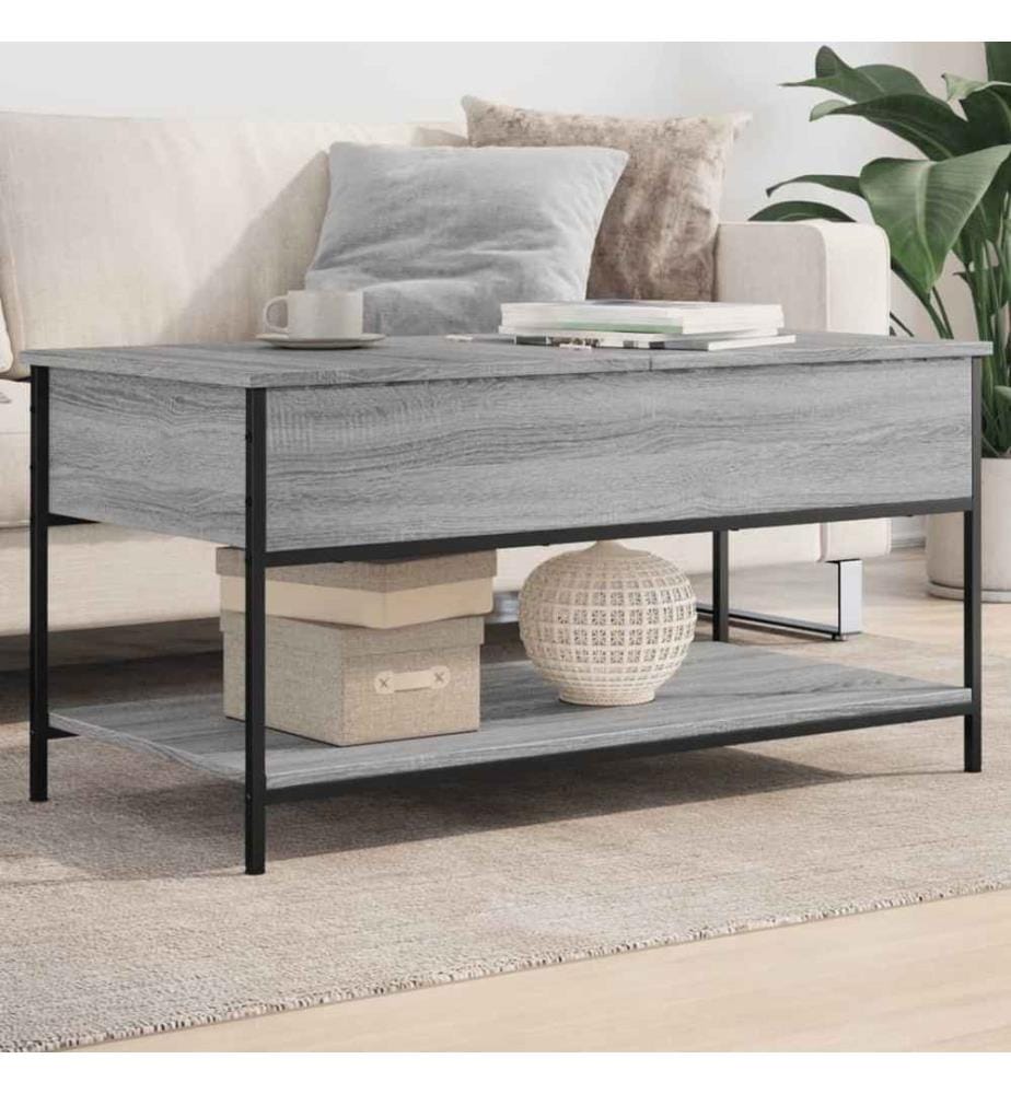 Table basse sonoma gris 100x50x50 cm bois d'ingénierie et métal