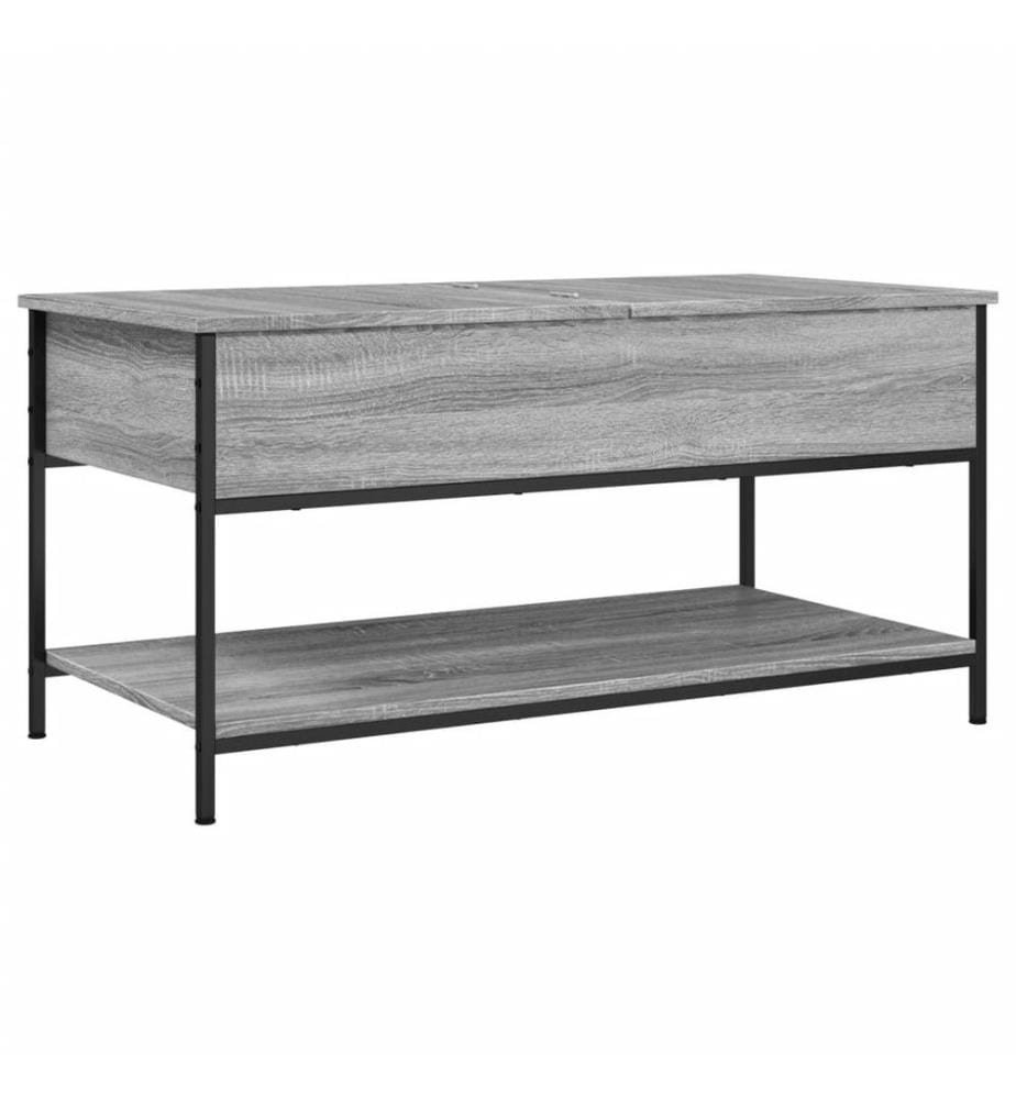 Table basse sonoma gris 100x50x50 cm bois d'ingénierie et métal